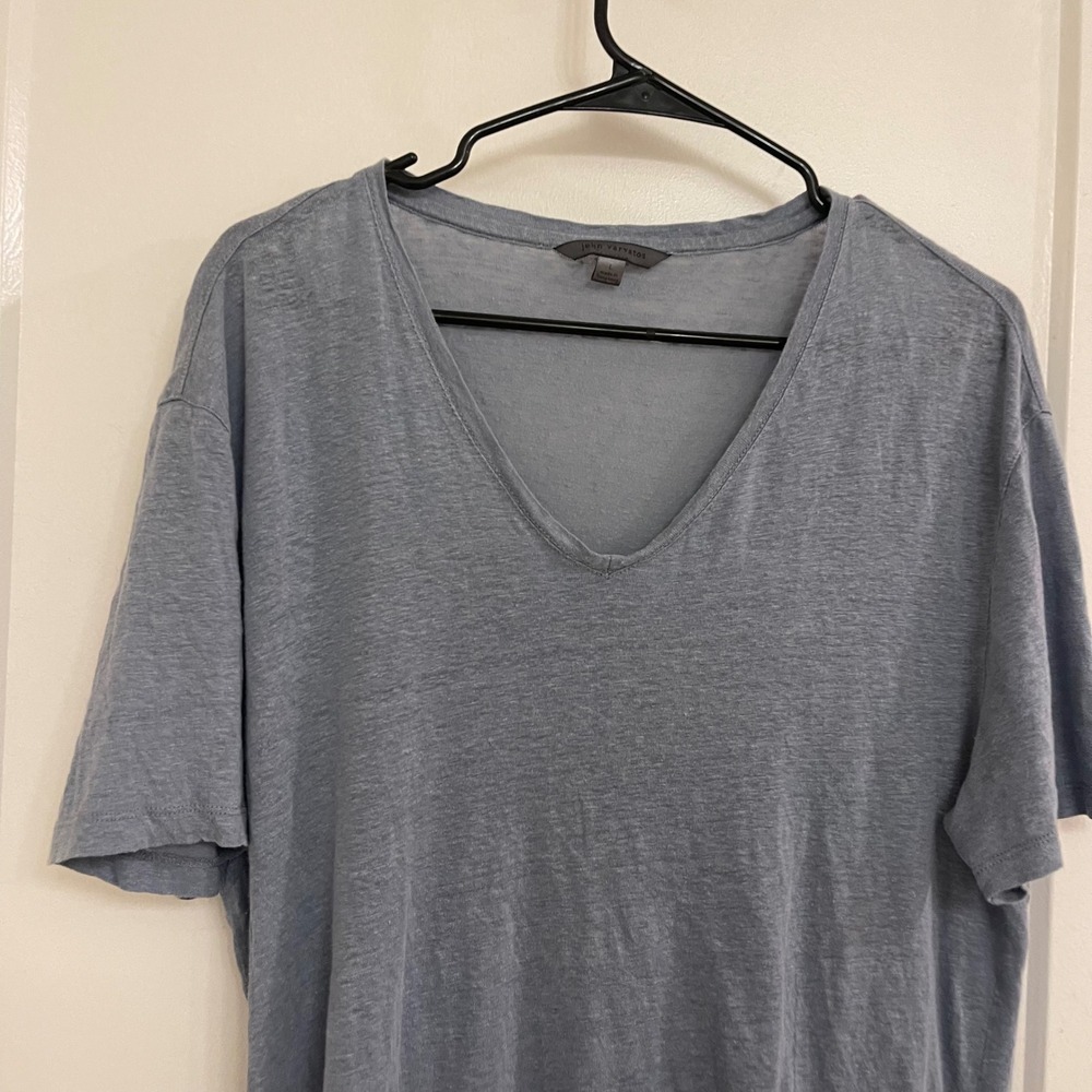 John Varvatos V Neck T Shirt Blue Minimalist Casual Loungewear